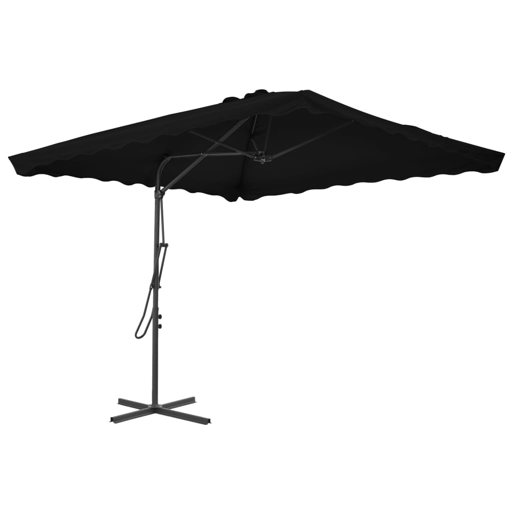 vidaXL Aurinkovarjo terästangolla musta 250x250x230 cm