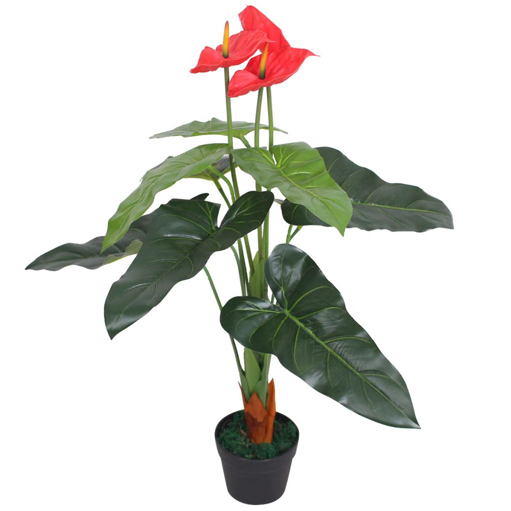 vidaXL Tekokukka ruukulla flamingokukka 90 cm punainen ja keltainen