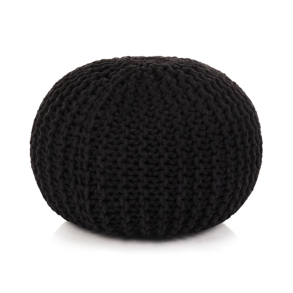 vidaXL Käsinpunottu pallorahi puuvilla 50x35 cm musta