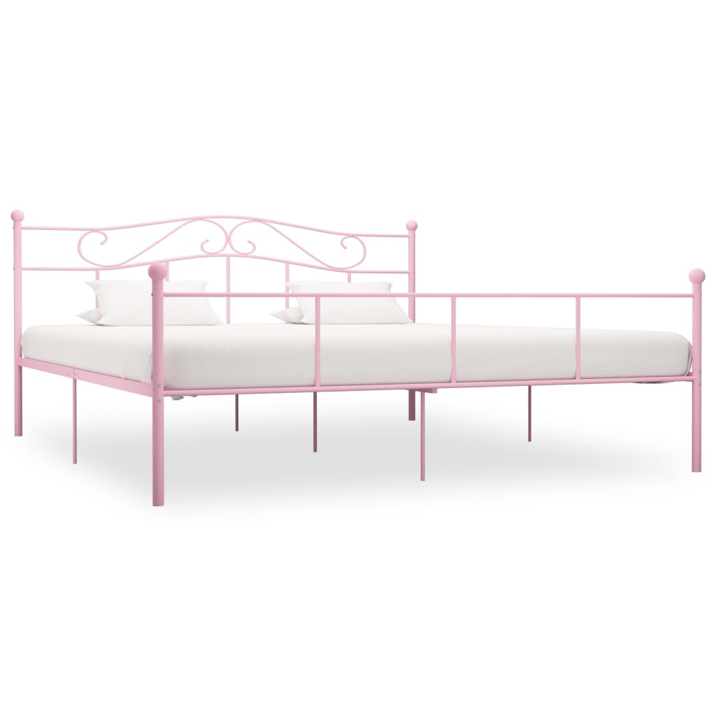 vidaXL Sängynrunko pinkki metalli 200x200 cm