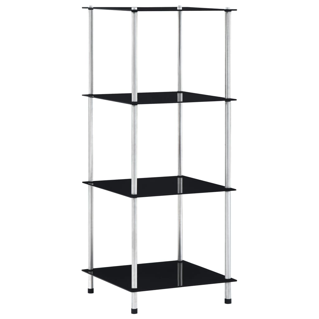 vidaXL 4-kerroksinen hylly musta 40x40x100 cm karkaistu lasi