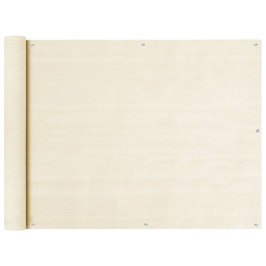 vidaXL Parvekkeen suoja kerma 90x500 cm HDPE