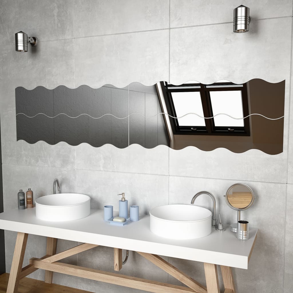 vidaXL Seinäpeilit 4 kpl 110x23 cm aalto lasi