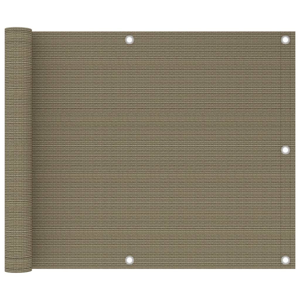 vidaXL Parvekkeen suoja ruskeanharmaa 75x500 cm HDPE