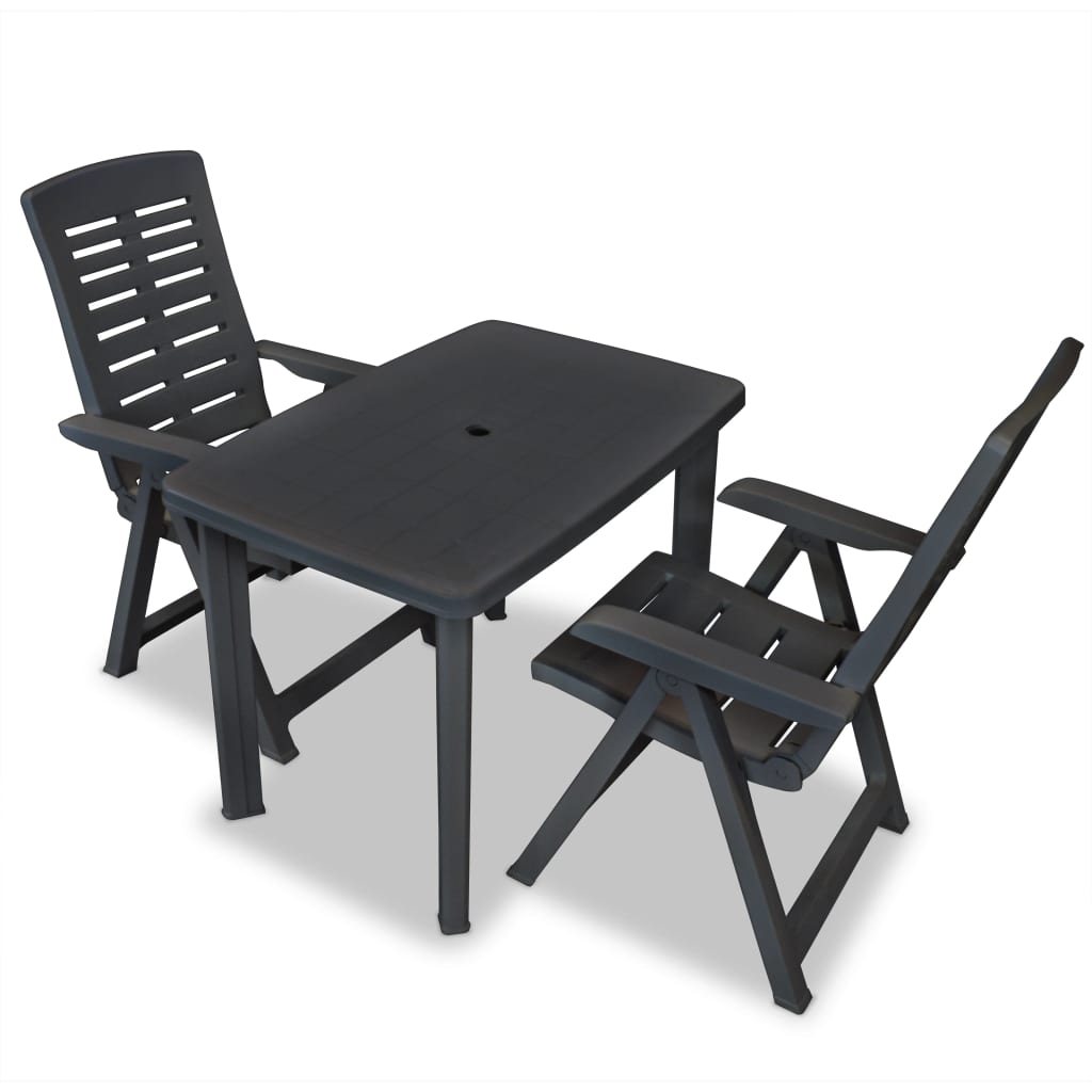 vidaXL 3-osainen Bistrosarja muovi antrasiitti