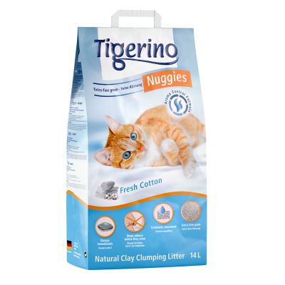 Tigerino Nuggies Ultra -kissanhiekka, puuvillankukantuoksuinen - 14 l