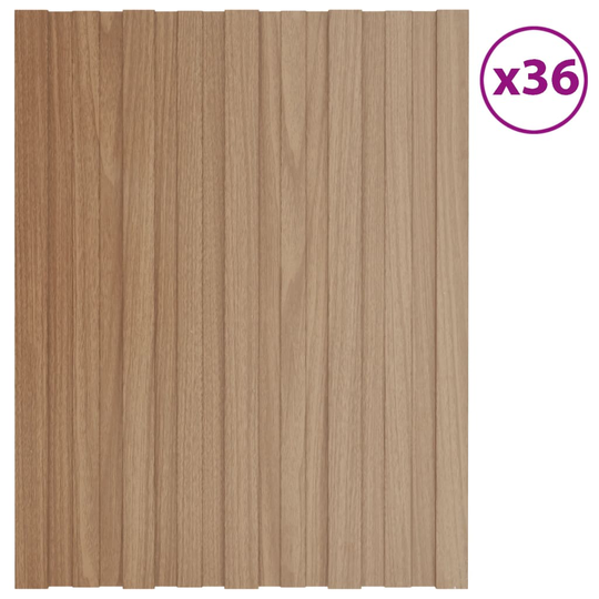 vidaXL Kattopaneeli 36 kpl galvanoitu teräs vaalea puu 60x45 cm