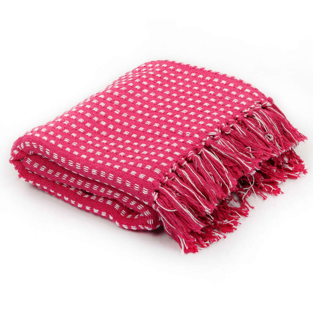 vidaXL Viltti puuvilla neliöt 220x250 cm pinkki