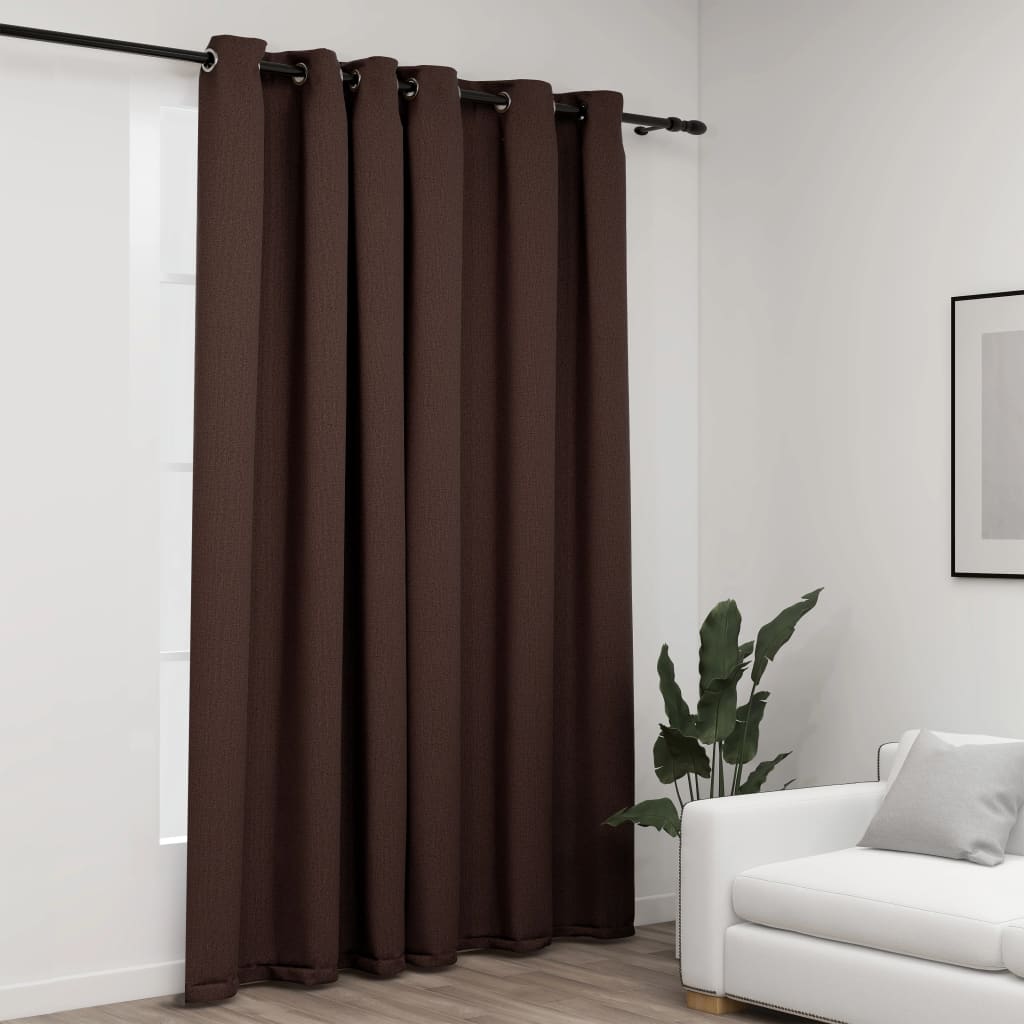 vidaXL Pellavamainen pimennysverho purjerenkailla rusk/harm 290x245 cm