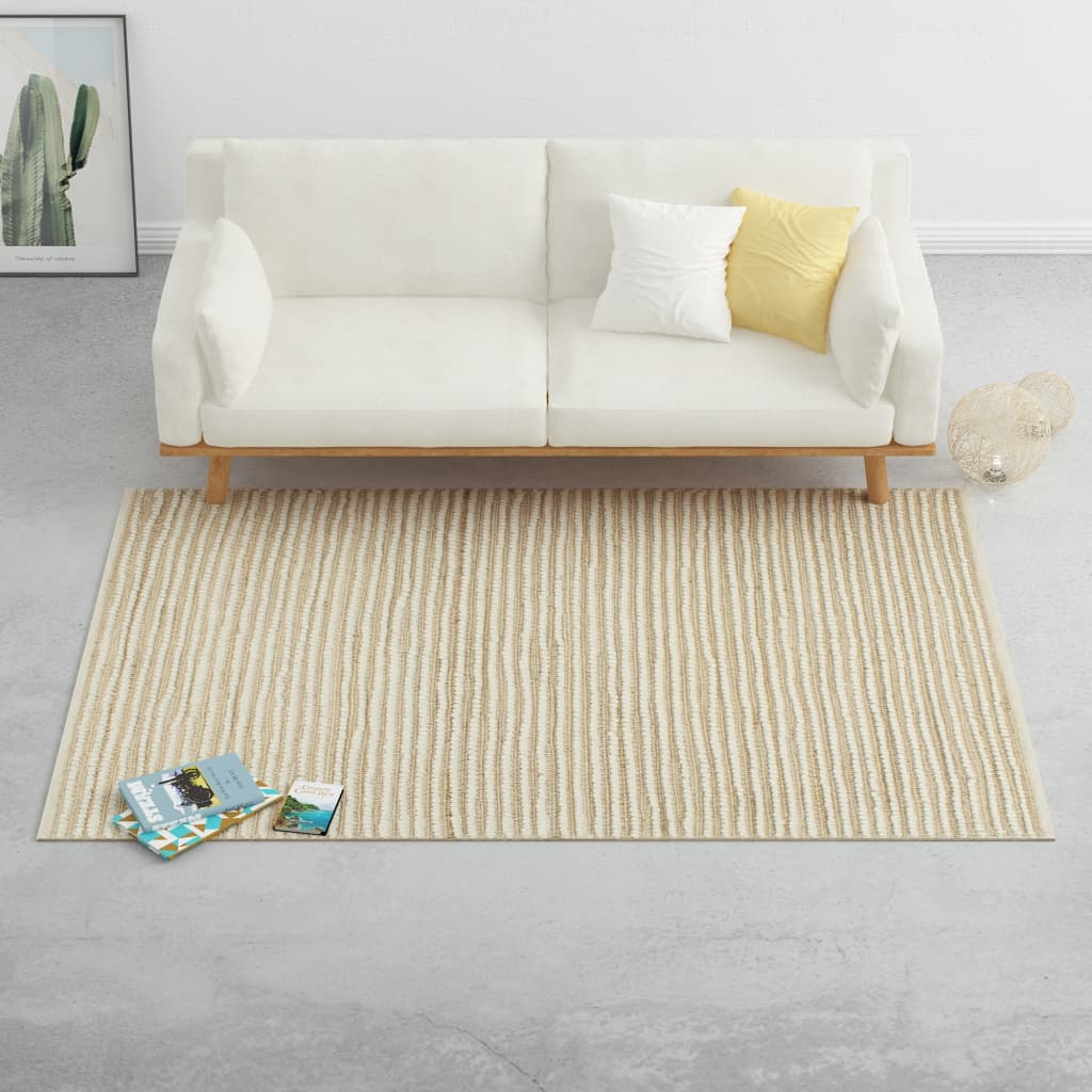 vidaXL Matto hamppu villa 80x150 cm luonnollinen/valkoinen