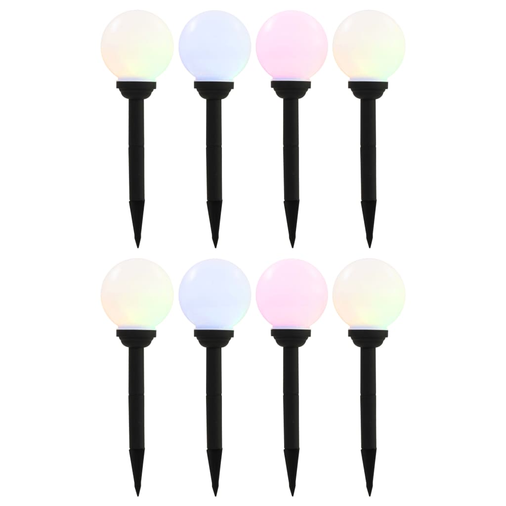 vidaXL LED-aurinkokennovalaisin 8 kpl väriä vaihtava pyöreä 15 cm RGB