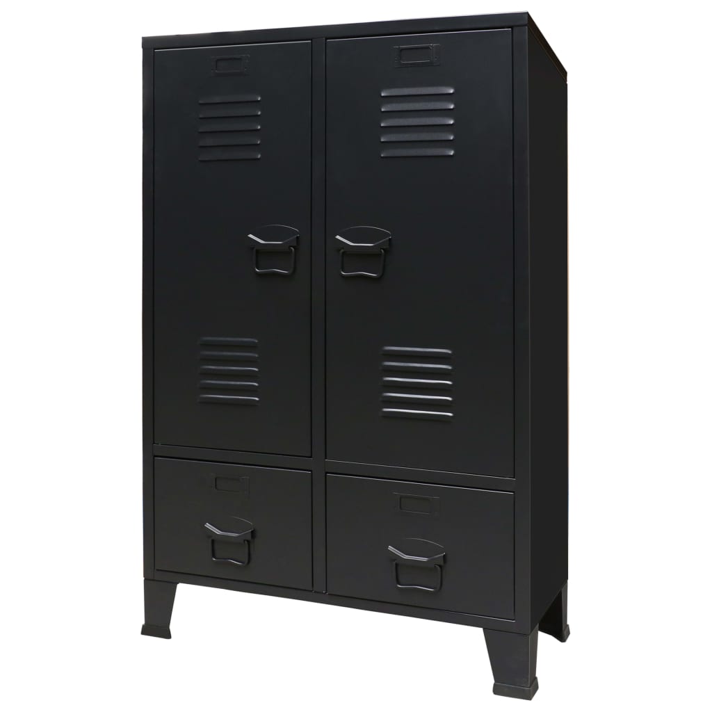 vidaXL Metallinen vaatekaappi teollinen tyyli 67x35x107 cm musta