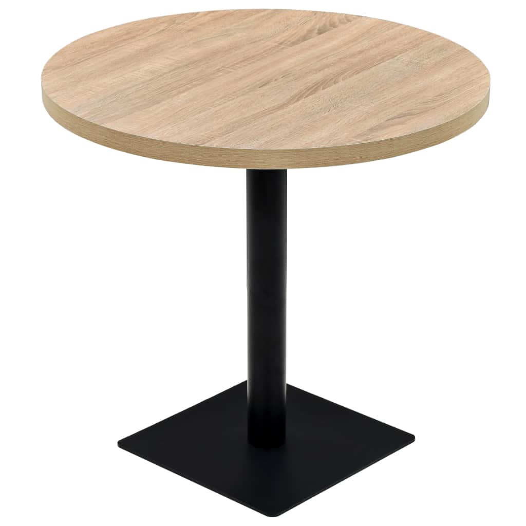 vidaXL Bistropöytä MDF ja teräs pyöreä 80x75 cm tammenvärinen