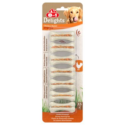 8in1 Delights Strong -puruluut, kana - XS: 7 kpl (140 g)