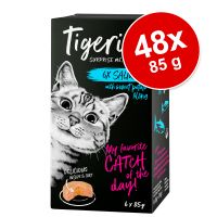 Säästöpakkaus Tigeria 48 x 85 g - nautaa tomaattikastikkeella