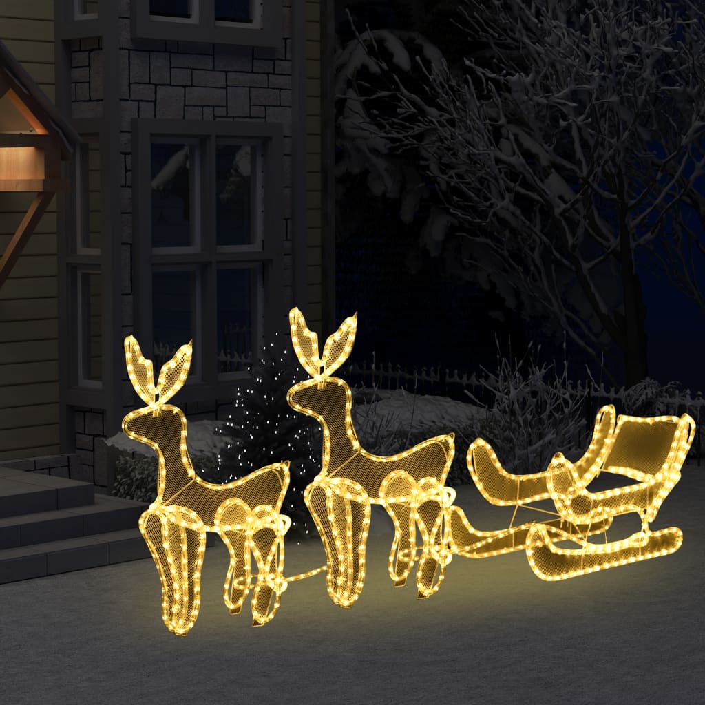 vidaXL Jouluvalot 2 poroa ja reki verkolla 648 LED-valoa