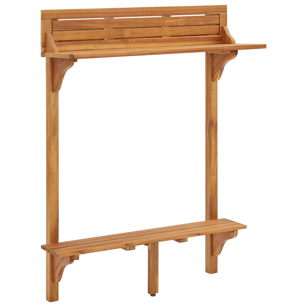 vidaXL Parvekkeen baaripöytä 90x37x122,5 cm täysi akaasiapuu