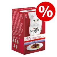 24 x 50 g Gourmet Mon Petit -kissanruokaa erikoishintaan! - duetto: nauta/kana