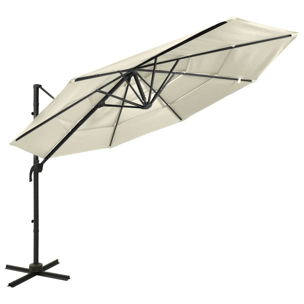vidaXL 4-tasoinen aurinkovarjo alumiinitanko hiekka 3x3 m