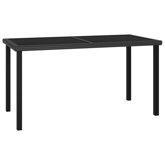 vidaXL Puutarhan ruokapöytä musta 140x70x73 cm polyrottinki