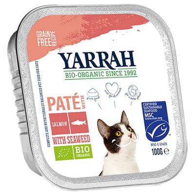 Yarrah Organic Pate 6 x 100 g - lohi & luomumerilevä