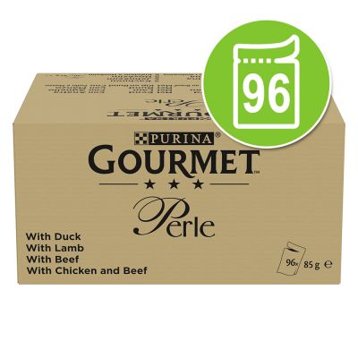 Gourmet Perle 96 x 85 g - lohi & katkarapu, punakampela & katkarapu, merikala & tonnikala, tonnikala