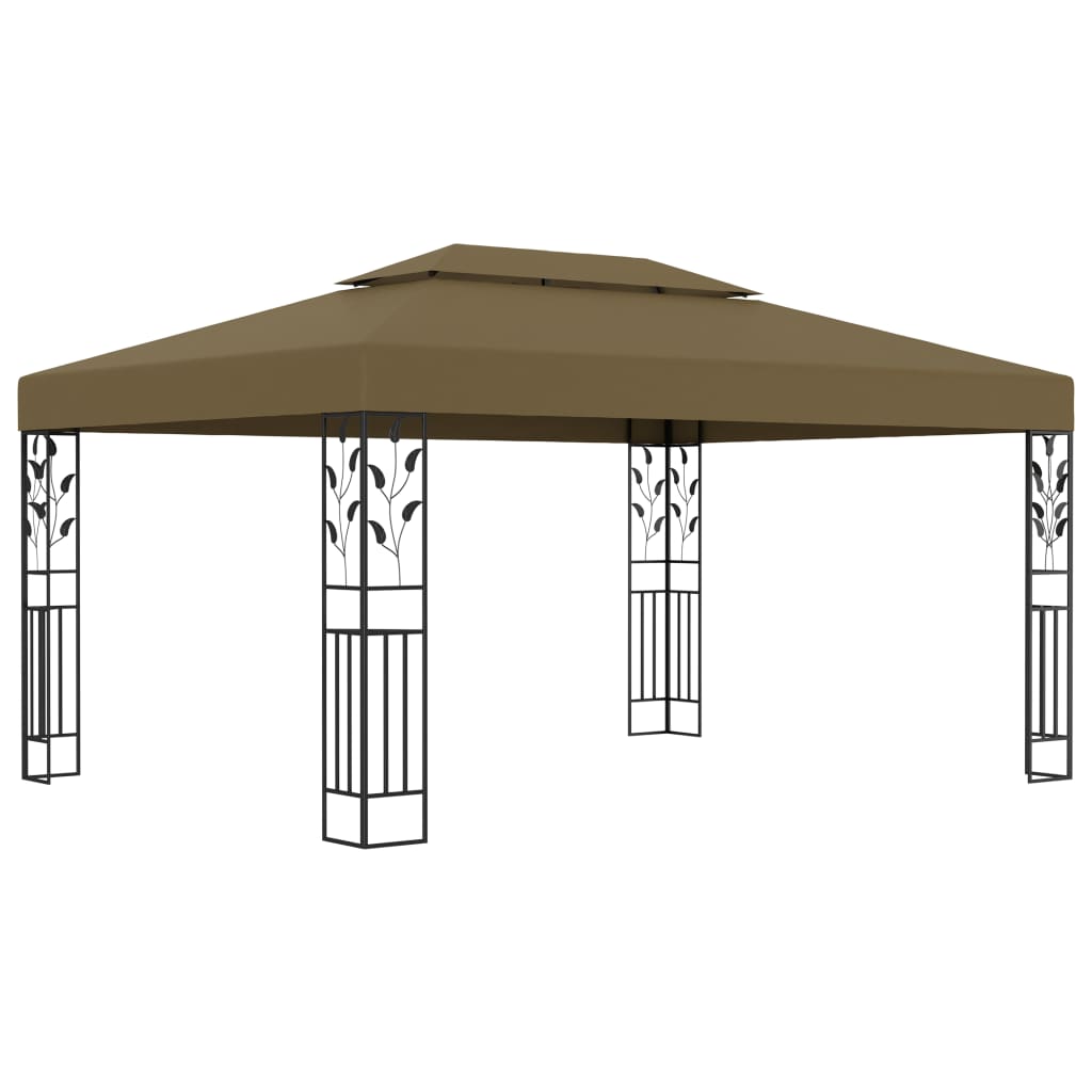 vidaXL Huvimaja kaksoiskatolla 3x4 m ruskeanharmaa 180 g/m²