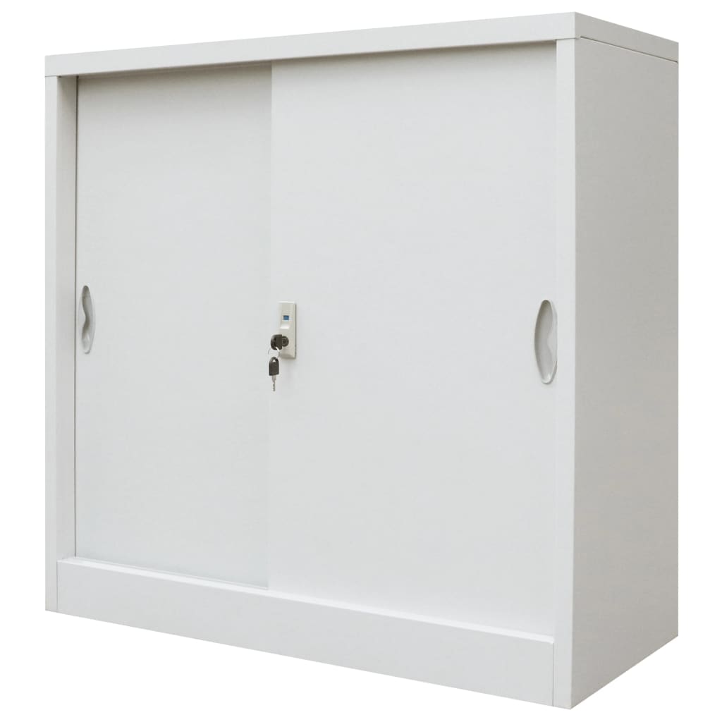 vidaXL Toimistokaappi liukuovilla metalli 90x40x90 cm harmaa