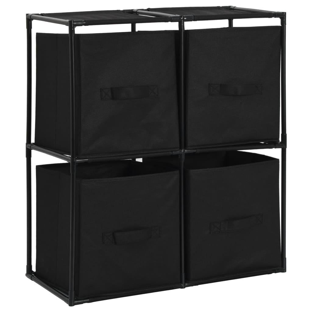 vidaXL Varastokaappi 4 kangaskorilla musta 63x30x71 cm teräs