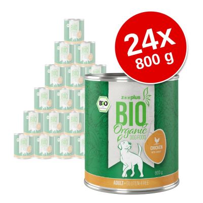 zooplus Bio Adult -säästöpakkaus 24 x 800 g - mix: luomunauta + luomukalkkuna