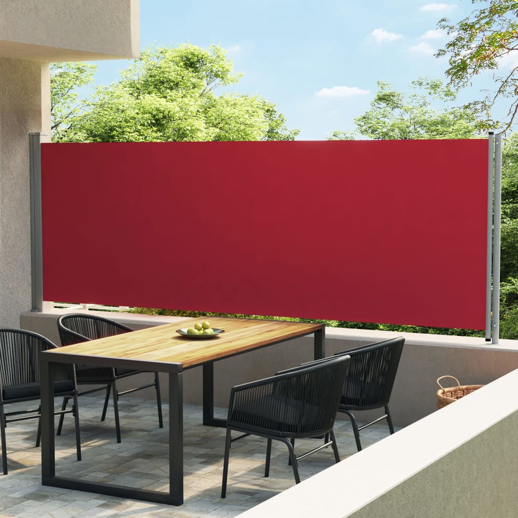 vidaXL Sisäänvedettävä terassin sivumarkiisi 600x160 cm punainen