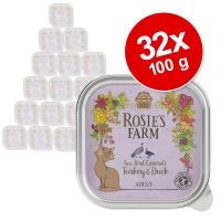 Rosie's Farm 32 x 100 g erikoishintaan! - lohi, kana & katkarapu