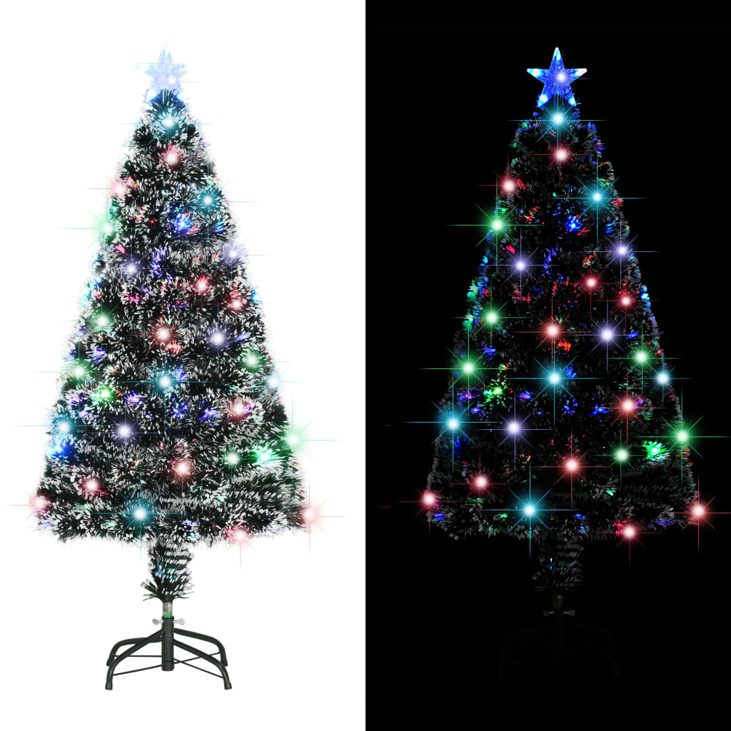 vidaXL Tekojoulukuusi jalusta/LED 120 cm kuituoptiikka