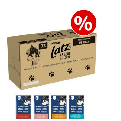 240 x 85 g Latz "As Good As It Looks" hyytelössä erikoishintaan! - sekoitusalajitelma (nauta, kana, turska ja tonnikala)