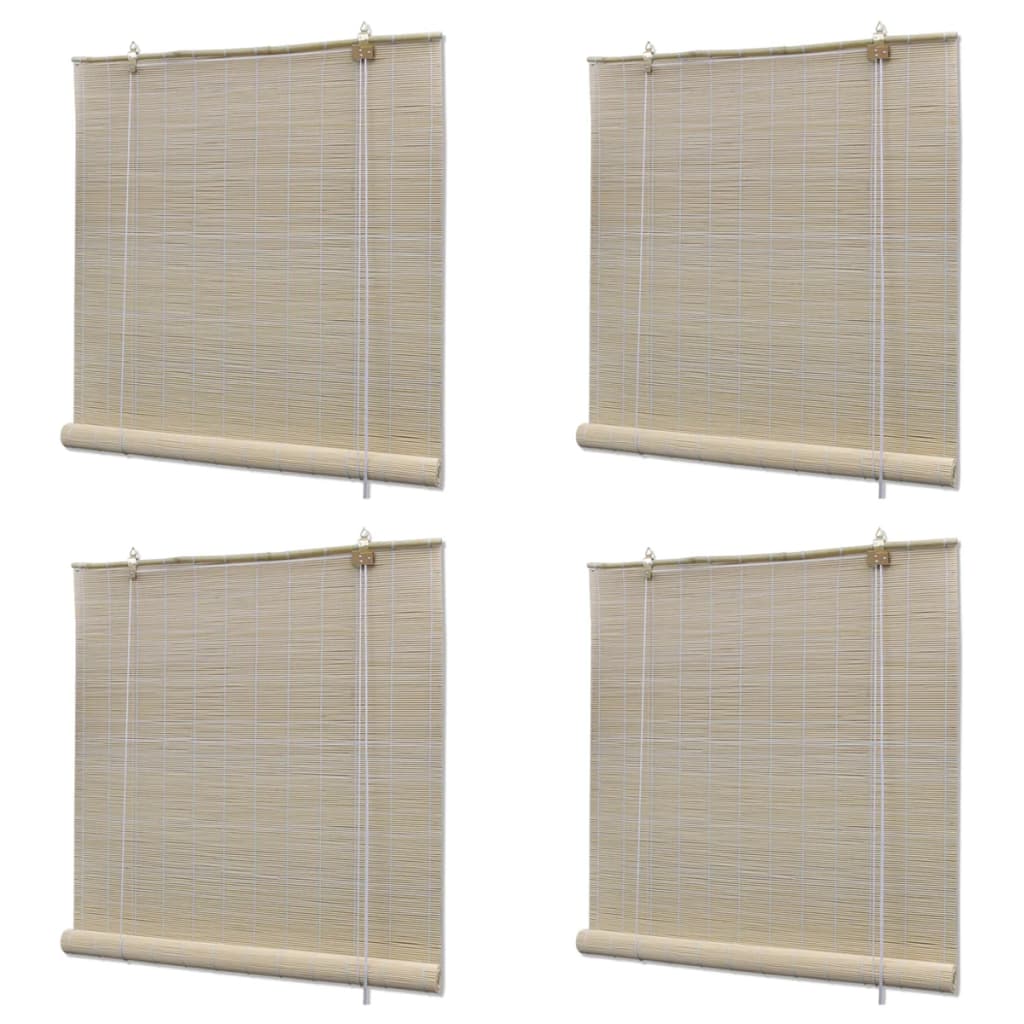 vidaXL Luonnolliset bambu rullaverhot 4 kpl 120x160 cm