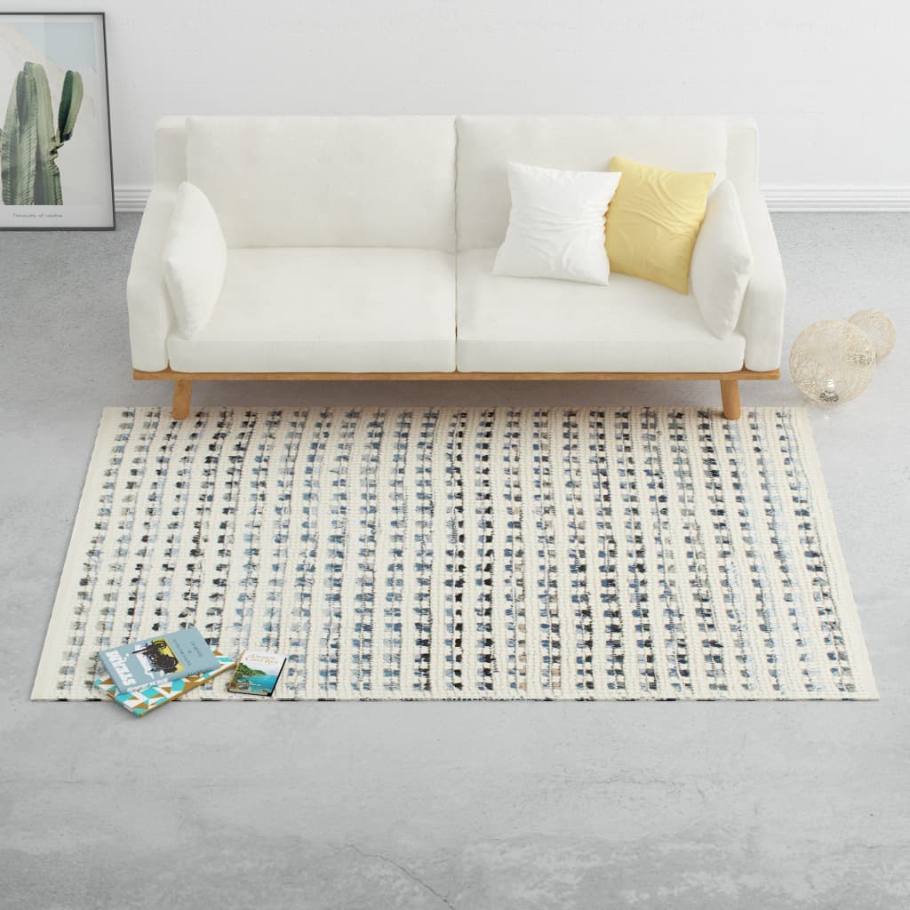 vidaXL Matto denim/villa 160x230 cm sininen/valkoinen