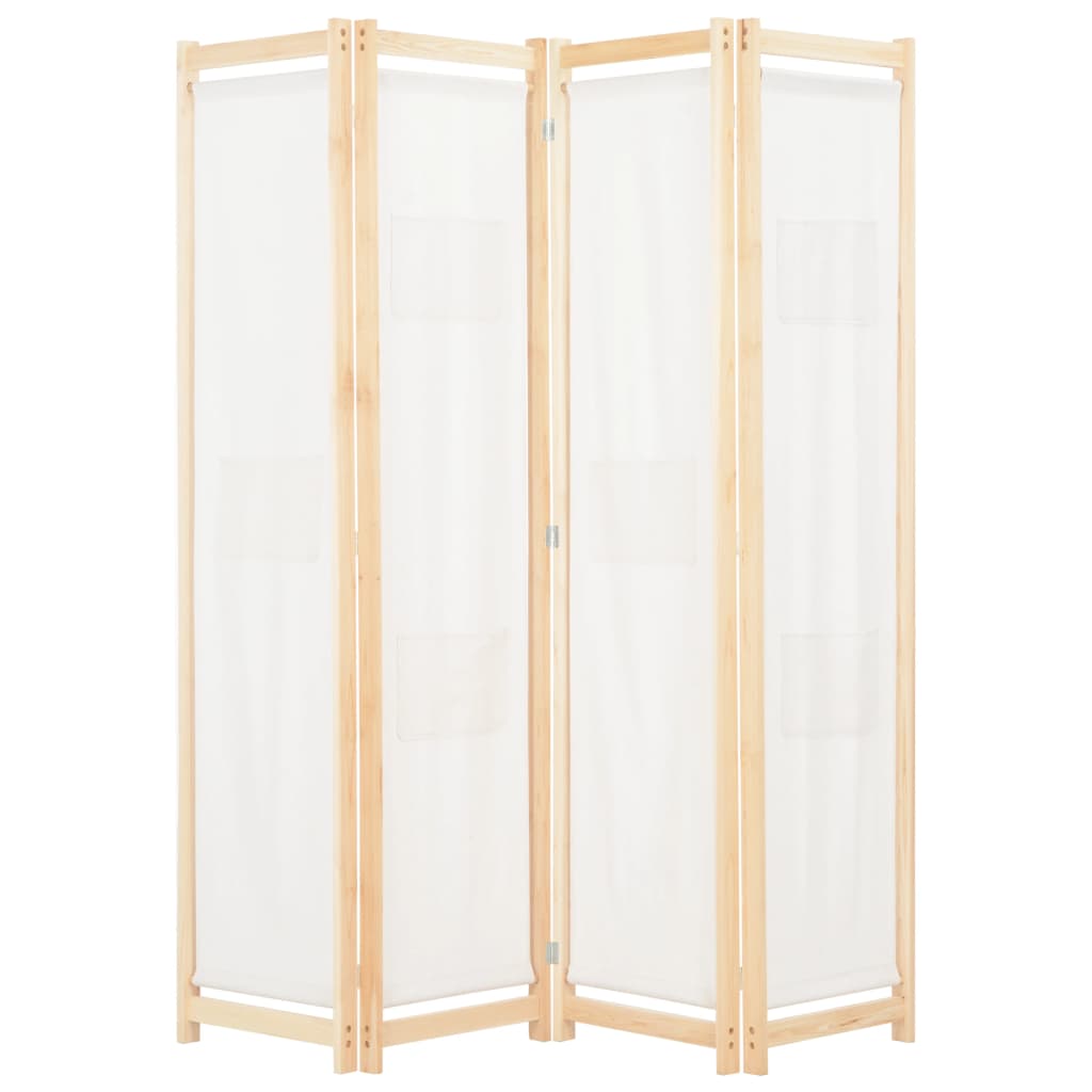 vidaXL 4-Paneelinen Tilanjakaja kerma 160x170x4 cm kangas