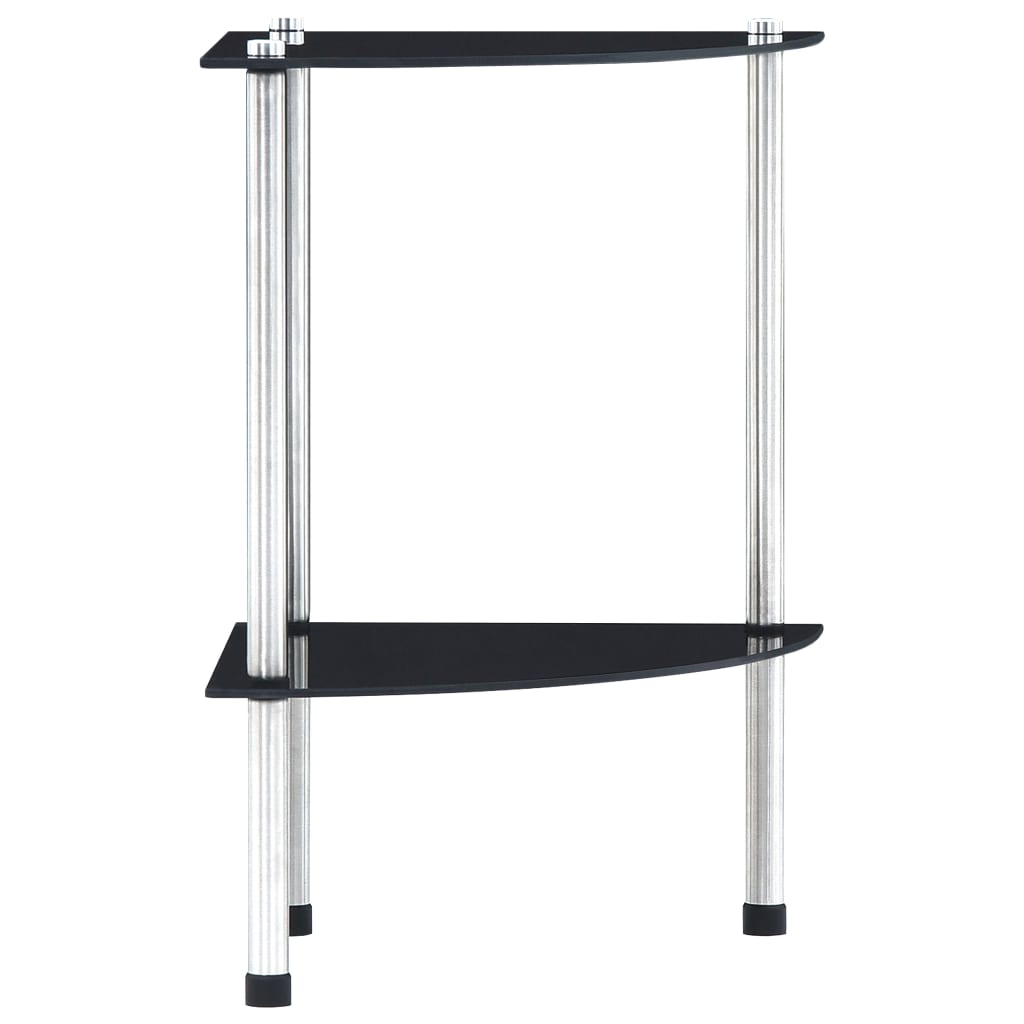 vidaXL 2-kerroksinen hylly musta 30x30x47 cm karkaistu lasi