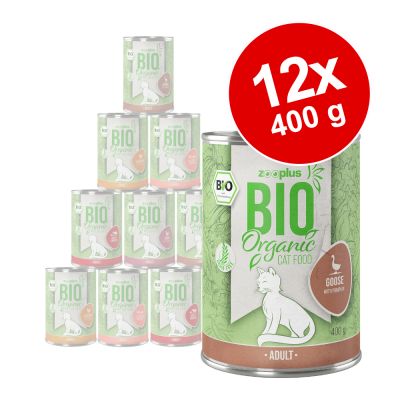 zooplus Bio -säästöpakkaus 12 x 400 g - lajitelma: luomukana + luomuhanhi
