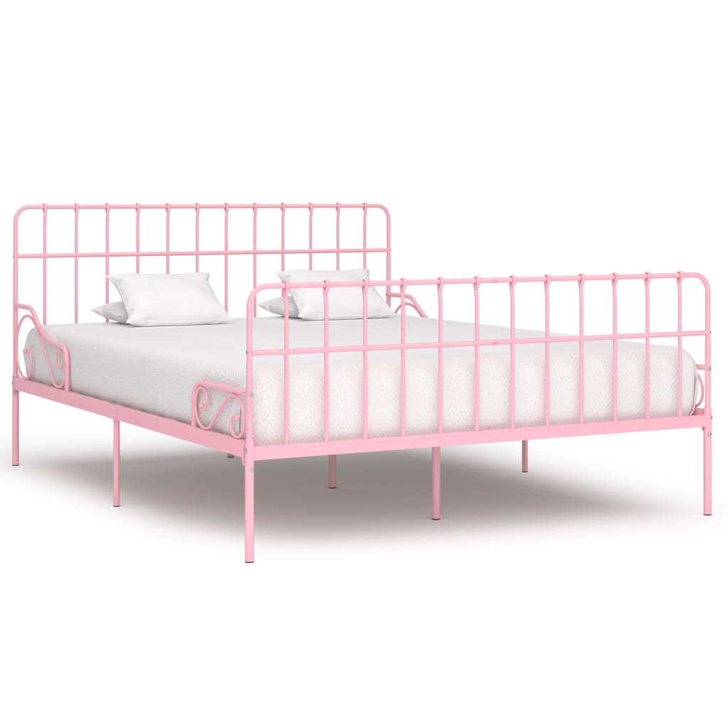 vidaXL Sängynrunko sälepohjalla pinkki metalli 180x200 cm