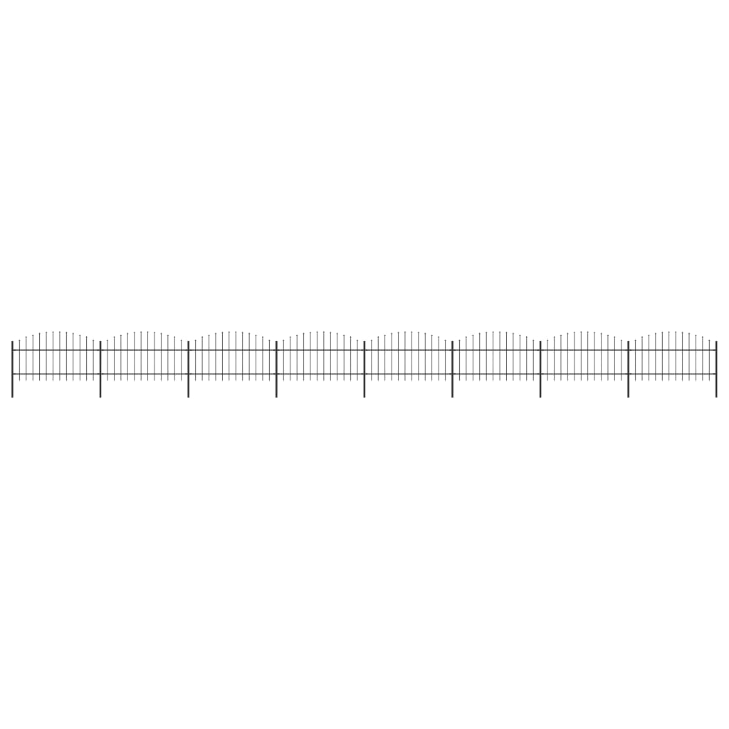 vidaXL Puutarha-aita keihäskärjillä teräs (1-1,25)x13,6 m musta