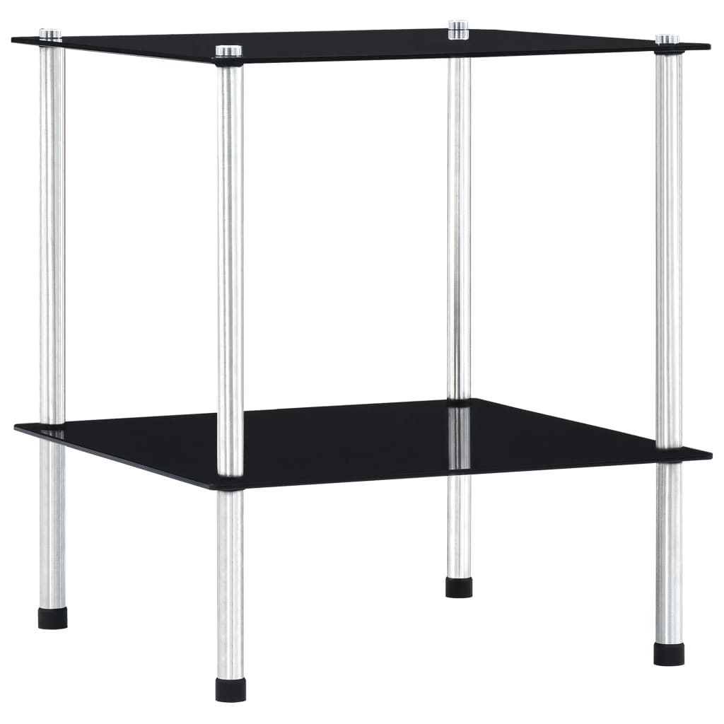vidaXL 2-kerroksinen hylly musta 40x40x47 cm karkaistu lasi