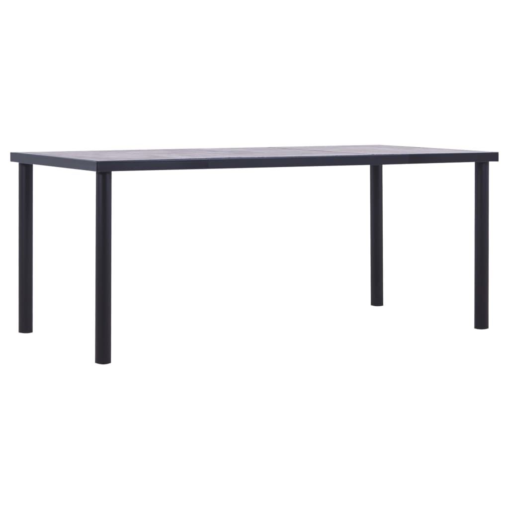vidaXL Ruokapöytä musta ja betoninharmaa 180x90x75 cm MDF