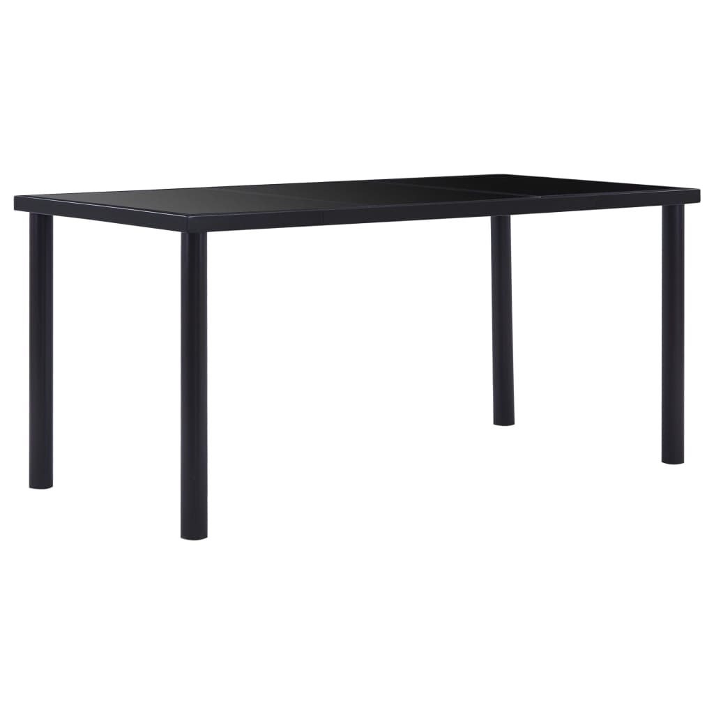 vidaXL Ruokapöytä musta 160x80x75 cm karkaistu lasi