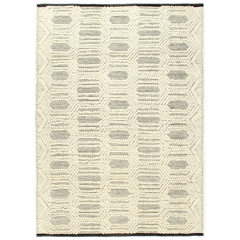 vidaXL Matto käsinkudottu villa 80x150 cm mustavalkoinen