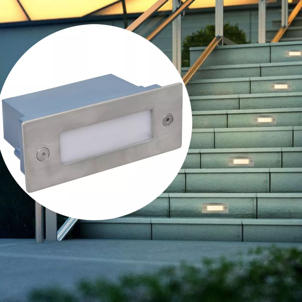 vidaXL LED Upotettu Porrasvalaisin 12 kpl 44x11x56 mm