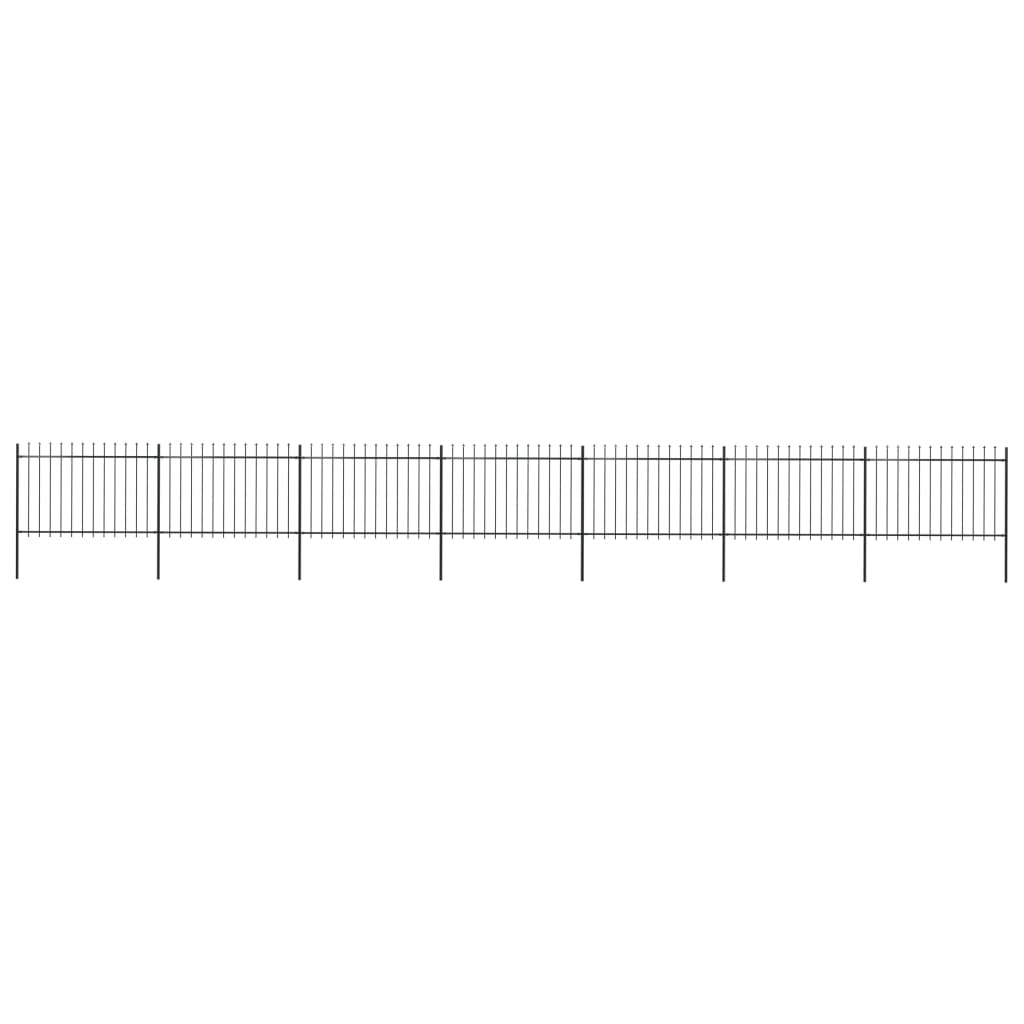 vidaXL Puutarha-aita keihäskärjillä 11,9x1,2 m teräs musta