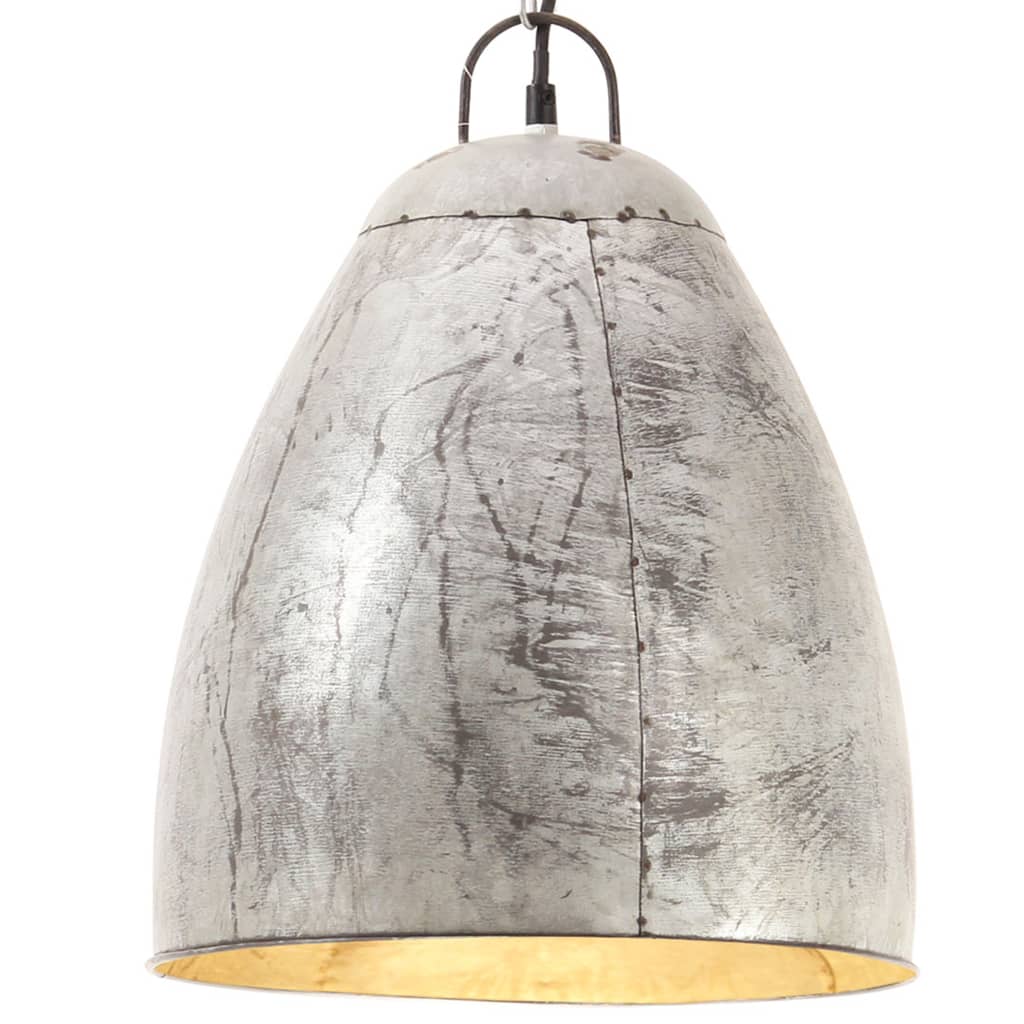 vidaXL Teollistyylinen riippuvalaisin 25 W hopea pyöreä 32 cm E27