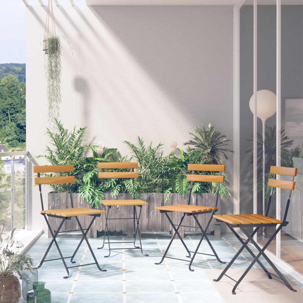 vidaXL Kokoontaitettavat bistrotuolit 4 kpl täysi akaasiapuu