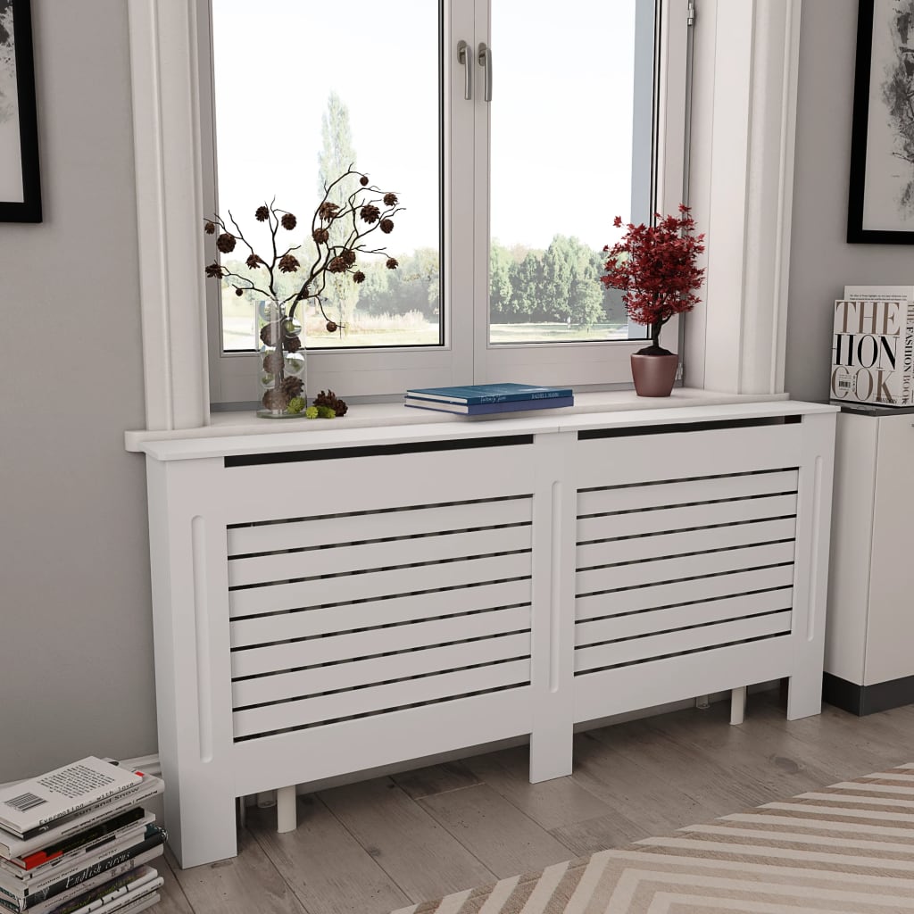 vidaXL Lämpöpatterin suoja MDF 172x19x81,5 cm valkoinen